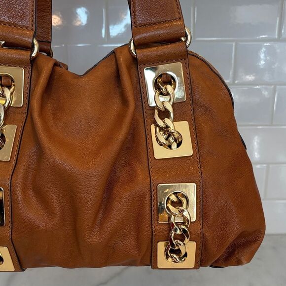 Michael Kors Bag Purse Handbag Leather Gold Chain Inner Pocket Double Strap Hobo - Picture 6 of 16